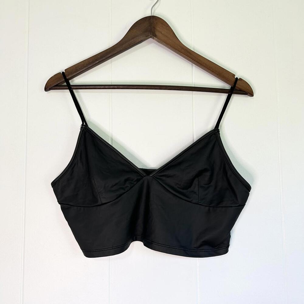 Shein Black Faux Leather Pleather Crop Top Women’s XL